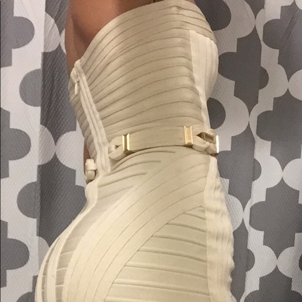 HERVE LEGER BANDAGE DRESS GOLD